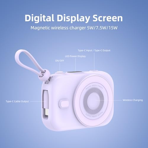 Magnetic Power Bank 10000 m Ah for i Phone – Fast Charging Wireless Charger with LED Display & Type-C Cable – 22.5 W PD Compatible Battery Pack for i Phone 16/15/14/13/12 Series – Sleek, Portable Design for Effortless On-the-Go Charging