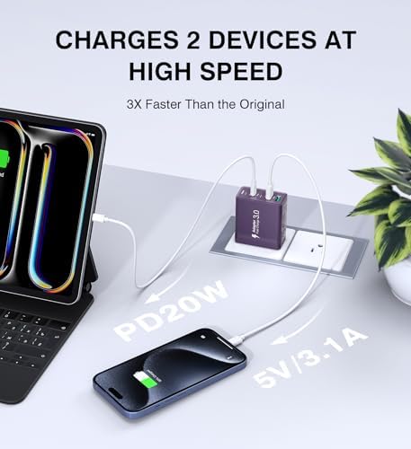 Efficient 50 W Dual USB-C Wall Charger Duo – Rapid Multi-Device Power Adapter for i Phone 16/15/14/13/12, i Pads, and Android Smartphones – Compact Fast Charging Solution for On-the-Go Professionals