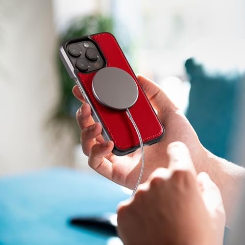 Dreem Empower Magnetic Wireless Charger Pad – High-Speed Mag Safe & Qi-Certified Charging Solution with Premium Vegan Leather Finish in Coffee – Effortless Device Alignment & Enhanced Overheat Protection for a Stylish, Tangle-Free Experience