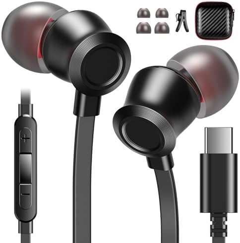 USB C Noise-Canceling Headphones for Mac Book & i Phone – Premium Wired Earbuds with Microphone and Volume Control, Compatible with i Pad 10 th Gen & Samsung S25 Ultra – Superior Audio Quality for Professionals & Music Lovers