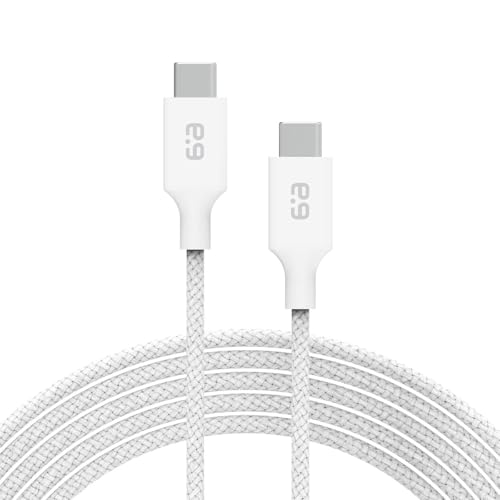 PureGear Braided USB-C to USB-C Cable (10ft) Power Delivery Charger Cord for iPhone 16,16Plus,16ProMax, 15, MacBook, iPad Pro 2020, Galaxy S24/S23/S22/S21 Ultra, Pixel9/8/7/6/5, & USB-C Devices(White) – Enhanced Compatibility and Speed