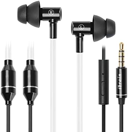 ibrain EMF-Free Air Tube Earbuds – Advanced Noise Cancelling Wired Headphones with Built-in Microphone for Safe and Superior Sound – Ergonomic Comfort for Music and Calls – Sleek Black Aesthetic for Everyday Use