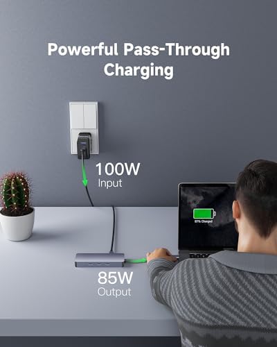 Enhance Your Digital Workflow with the Premium 6-Port USB-C Ethernet Hub – Unleash 10 Gbps Data Speeds, Stunning 4 K@60 Hz HDMI Output, and 100 W Power Delivery for Mac Book, Dell, Lenovo, i Phone 15 & Pro Max – Ideal for Professionals Seeking Seamless Connectivity and Versatile Performance!