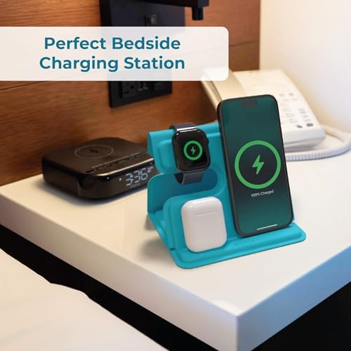 BLACK+DECKER 3-in-1 Wireless Charging Station for Apple Devices – Foldable Travel Charger Compatible with i Phone 16/15/14/13 Pro Max, Apple Watch, and Air Pods – Fast Charging, Enhanced Compatibility, Ideal for On-the-Go Users