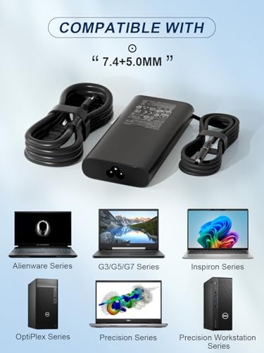 High-Power 100 W USB-C Laptop Charger for Dell Models – Fast Charging AC Adapter with Enhanced Compatibility for Latitude, Inspiron, and Precision Series – Eco-Friendly TPE Cable, Multiple Safety Protections, and Convenient Cable Management – Ideal Travel Companion for Home and Office Use