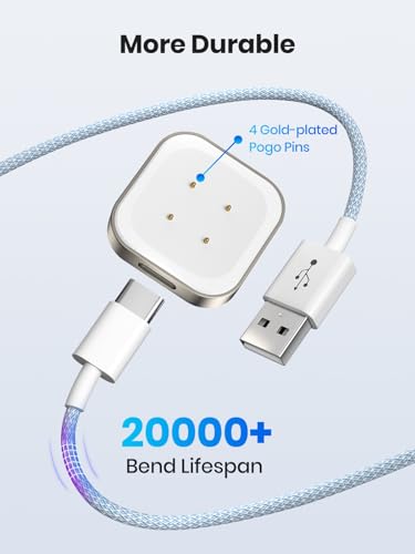 LVFAN Premium Charging Cable for Google Pixel Watch 3 & Fitbit Versa 4/Sense 2 – Ultra-Durable Nylon Braided Design for Rapid Charging and Travel-Ready Convenience – Essential Smartwatch Power Solution for Optimal Performance and Reliability