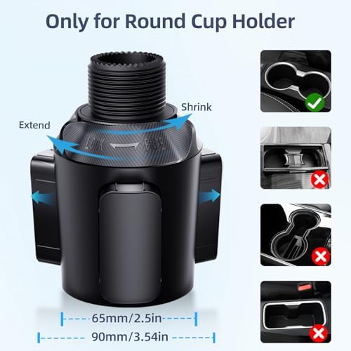 VOLPORT Magnetic Cup Phone Holder for Vehicles – 360° Adjustable Car Mount Designed for Tesla, Trucks, and SUVs – Versatile Mag Safe Cradle with Expandable Base for i Phone, Samsung, and Google – Ultimate Convenience and Enhanced Safety on the Road