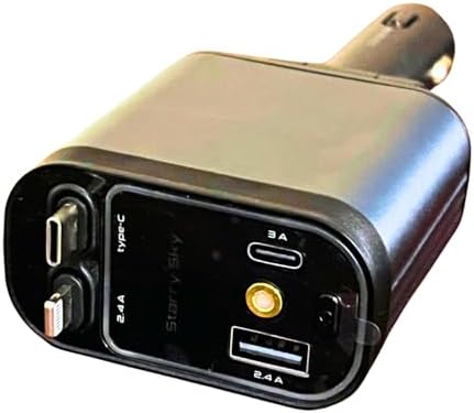 Revolutionize Your Road Trips with the Retractable 4-in-1 Fast Car Charger – Dual Retractable Cords (Type C + i OS) and 2 USB Ports for Multi-Device Power | RGB Starlight Design for Enhanced Aesthetics | High-Speed Charging Compatibility for Android & i Phone Models – Charge Up to 4 Devices Simultaneously