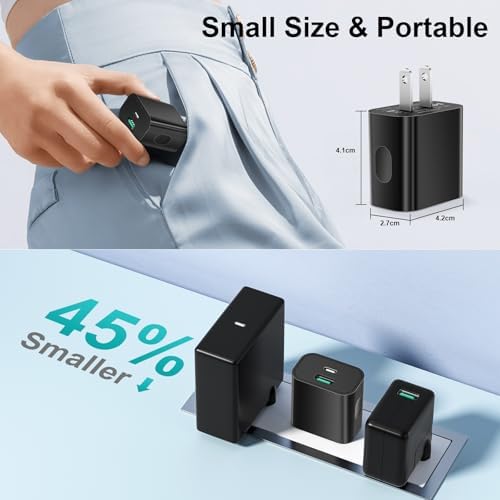 20 W Dual-Port USB C Charger Block 2-Pack with 6 FT Cables – Rapid Power Delivery for i Phone 16/15 Pro Max & Galaxy Series – Fast Charge Anywhere with Enhanced Safety Features and Portable Design