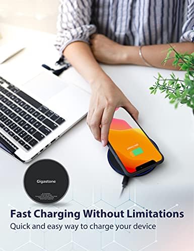 Gigastone 15 W Dual Wireless Charger Set – Qi-Certified Fast Charging Pads for i Phone 16/15/14/13/12/11/X/8, Samsung S24/S23/S22/S21/Note, Google Pixel, LG, and Air Pods Pro – Sleek Design with Advanced Safety Features for Effortless Cord-Free Charging Experience and Enhanced Device Organization