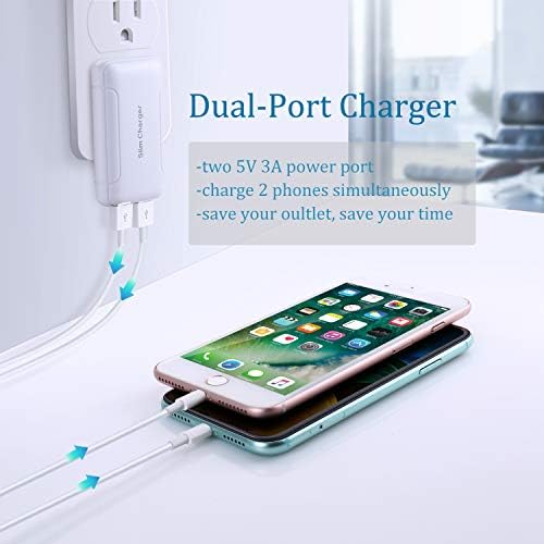Excgood Dual USB Wall Charger – 2-Pack Slim Flat Design for i Phone 16/15/14 Pro Max, Galaxy A Series – Fast Charging Travel Ready Compact Power Adapter for Home & On-the-Go Use