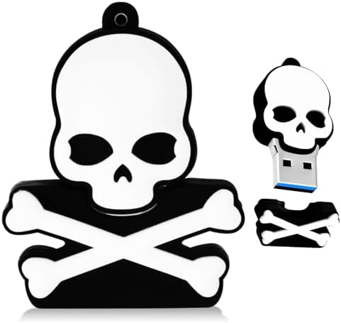 Skull Shaped 64 GB USB Flash Drive – Unique Personality Memory Stick for Stylish Data Storage | Borlter Clamp Cool USB 2.0 Thumb Drive Perfect for Gifts & Everyday Use | Durable, Portable & Compatible with All Devices