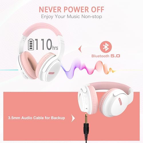 Transform Your Listening Journey with AMORNO Wireless Over-Ear Bluetooth Headphones – 68-Hour Playtime, Superior Hi-Fi Sound, and Ergonomic Foldable Design for Ultimate Portability (White) – Ideal for Music Lovers and Professionals on the Go