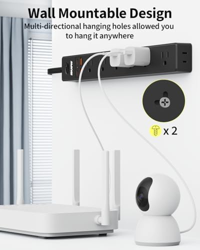 Dual Pack Surge Protector Power Strip with 7 Outlets & 4 USB Ports (2 USB-C) – 6 Ft Flat Plug Extension Cord for Ultimate Device Charging Efficiency – 1875 W/15 A, 1700 Joules Protection, Wall-Mountable for Home, Office, & Dorm Spaces – Sleek Design for Space Optimization and Safety