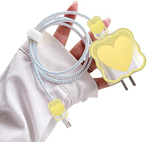Charming Kawaii Waves DIY Cable Protector for i Phone Chargers – 3 D Love Heart Design, Durable Data Cable Saver for i Phone 11, 12, 13, 14, Pro Max, XS, XR, X, 7, 8 Plus – Lightweight & Easy to Install for Enhanced Charging Experience – Perfect i Phone Charger Accessory to Prevent Fraying and Damage