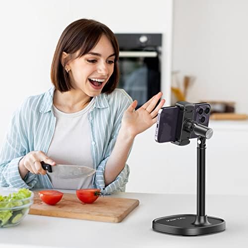 ULANZI Cell Phone Stand Mount for Desk, Vijim HP004 Adjustable Height & Angle Phone Holder, 360 Degree Rotating Desktop Phone Stand Compatible with iPhone, Samsung and All Phones – Enhanced Compatibility and Speed