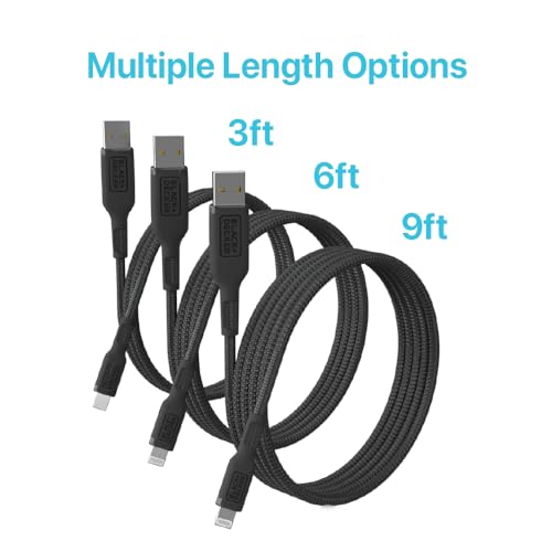 BLACK+DECKER Lightning to USB Charging Cable – Ultra-Fast Charge & Data Sync for All Apple Devices – Durable Braided Construction, Lightweight & Travel-Ready – Versatile Lengths & Color Options, Including Convenient 3 ft Length