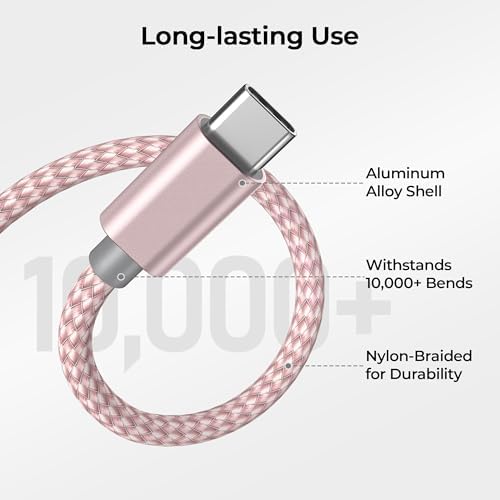 Premium Car Play Charging Cable Set for i Phone 16/15 Pro Max – 3-Pack (3.3 FT, 6.6 FT, 10 FT) USB A to USB C – Fast Data Transfer & Durable Design for i Pad Pro, Air Pods, Galaxy S24/S23/S22 & More – Enhanced Compatibility for Effortless Connectivity and Navigation