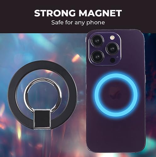 Magnetic Phone Ring Stand Holder Cell Phone Ring Holder 360 Degree Rotation Finger Ring Grip Adjustable Kickstand & Magnet Wireless Charging for iPhone 14 Plus 13 12 Pro Max Mini Accessories – White – Enhanced Compatibility and Speed