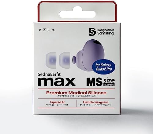 Upgrade Your Galaxy Buds 2 Pro with AZLA Sedna Earfit MAX Tips – Premium Silicone Earbud Replacement for Enhanced Noise Isolation, Comfort, and Performance – Samsung-Certified Ear Tips for Superior Sound Quality and Secure Fit