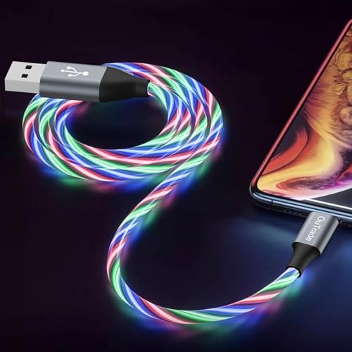 Vibrant LED i Phone Charger Cable | MFi Certified Lightning Cable for Fast, Reliable Charging | 6 ft Multicolored Glow Cable Compatible with i Phone 12, 11 Pro Max, XR, X, SE, 8 Plus, i Pad, i Pod | Stylish Power Solution for On-the-Go Charging