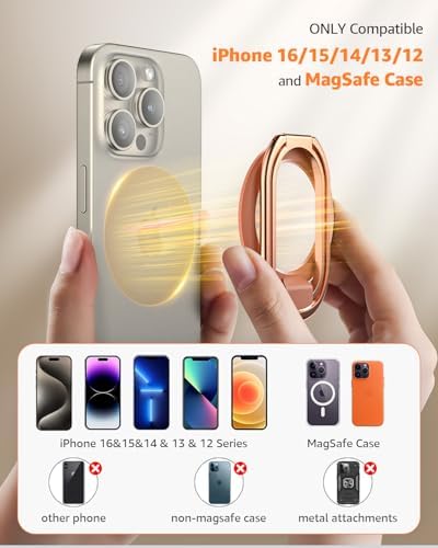 2025 SUPERONE Mag Safe Phone Ring Holder – Versatile Adjustable Magnetic Kickstand & Detachable Grip for i Phone 12-16 Series – Vibrant Purple for Enhanced Wireless Charging & Effortless Hands-Free Functionality – Transform Your Smartphone Use with Style and Practicality