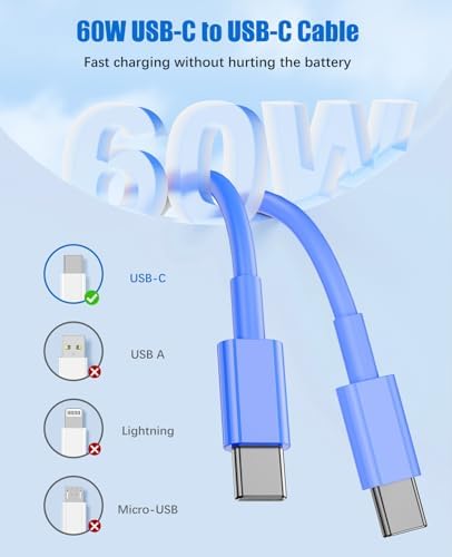 Ultra-Fast 40 W Dual-Port USB-C Charger with 4 Premium 6 FT Cables | Perfect for i Phone 16/15 Pro Max, i Pad Pro & Samsung S24 | Compact, Travel-Ready Design for Effortless Charging | Experience Rapid Power Delivery & Versatile Compatibility for All Devices