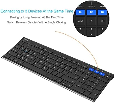 Elevate Your Typing with the Arteck HB193 Multi-Device Bluetooth Keyboard – Premium Stainless Steel Wireless Solution for Windows, i OS, and Android | Sleek, Rechargeable, and Perfectly Portable for Laptops, Tablets, and Smartphones | Unmatched Compatibility & Enhanced Productivity