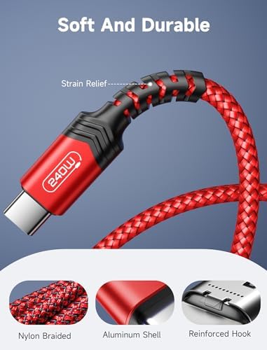 JSAUX 10 FT 240 W USB C to USB C Charging Cable – Premium Nylon Braided Fast Charger for Mac Book Pro, i Phone 16/16 Pro Max, Samsung Galaxy, Pixel – Enhanced Durability and Data Transfer Speeds – Ultimate Compatibility for Modern Devices