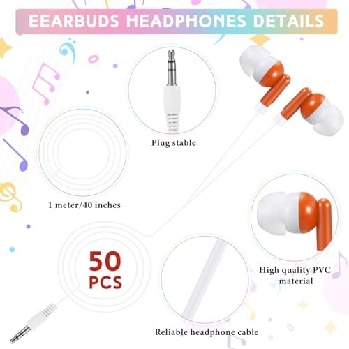 Bulk 50 Pack Red Wired In-Ear Headphones – Individually Bagged Earbuds for Enhanced Sound Quality and Device Compatibility – Perfect for Schools, Events, and Corporate Giveaways