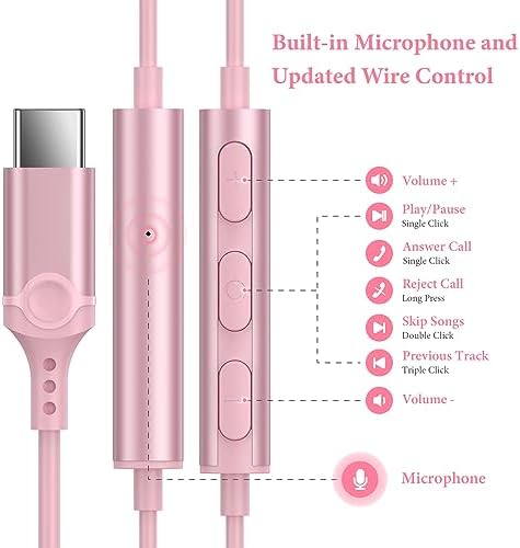 APETOO USB C Wired Earbuds – Exceptional Hi-Fi Stereo Noise Cancelling Earphones for i Phone 16 & Samsung Galaxy S25 – Lightweight Ergonomic Design with In-Line Microphone & Quick Volume Control – Ideal for Music, Gaming, and Effortless Hands-Free Calls – Premium Sound for All USB-C Devices – Experience Comfort and Durability