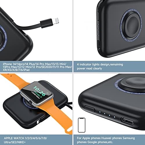 HUOTO Ultra-Compact 5000 m Ah Portable Charger – Premium Power Bank for i Phone 14/13/12/11/8/7/6 & Apple Watch Series 1-9 – Fast Charging, Lightweight, and Versatile Charging Solution for On-the-Go Lifestyle
