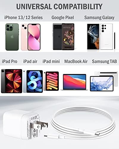 30 W Ga N USB-C Charger for Mac Book Air & i Phone 15/16 – Fast Charging Power Adapter with 6.6 ft Cable, Compatible with M1/M2/M3/M4 Chip Laptops – Ultra Lightweight, Safe, and Efficient Charging Solution