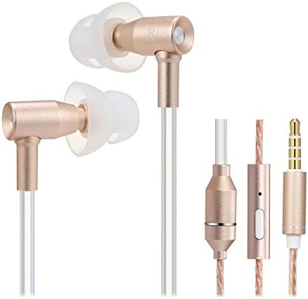 Docooler EMF-Free Air Tube Earbud Headphones – Stylish Rose Gold In-Ear Stereo Earphones with Microphone, Volume Control & Broad Smart Device Compatibility for Enhanced Sound Quality and Health Safety