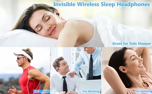 Bluetooth 5.3 Ergonomic Sleep Earbuds for Side Sleepers – Ultra-Lightweight Noise-Canceling Mini Headphones with IPX4 Waterproof Rating – Perfect for Restful Sleep, Intense Workouts, and Ultimate Relaxation (Black) – Experience Unmatched Comfort and Serenity for Enhanced Audio and Health Benefits