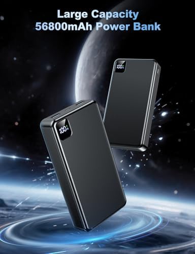Massive 56,800 m Ah Portable Power Bank with 22.5 W Fast Charging – Triple Device Charging Capability, USB-C Compatibility & LED Battery Level Indicator – Essential Travel Companion for i Phone 16/15/14/13, Samsung Galaxy, and i Pad Users – Experience Uninterrupted Mobile Power Anytime, Anywhere
