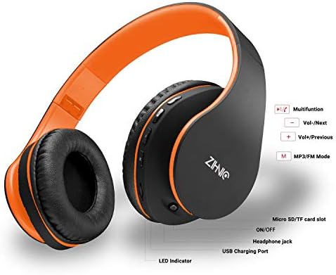 ZIHNIC Bluetooth Over-Ear Headphones – Premium Foldable, Noise-Cancelling Wireless & Wired Headset with Micro SD/TF Card Support and FM Radio – Lightweight Comfort & Superior Sound Quality for Uninterrupted Listening on Mobile Devices and PCs (Black)