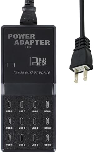 65 W 12-in-1 USB-C Charging Station for i Phone 16 Pro/Max, Mac Book Pro/Air & i Pad Pro | High-Speed Multi-Device Desktop Charger with 12 USB-C Ports & 5 ft Flat Power Cord | Perfect for Home & Office Efficiency and Clutter-Free Charging Solution