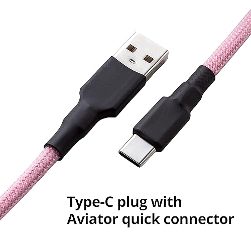GUNMJO Pro Custom Coiled USB C Cable for Gaming Keyboards – Premium Double-Sleeved Mechanical Keyboard Accessory with Detachable Metal Aviator, 1.5 m USB-C to USB-A in Sleek Carbon Black – Ultimate Speed, Durability, and Aesthetic Upgrade for Gamers
