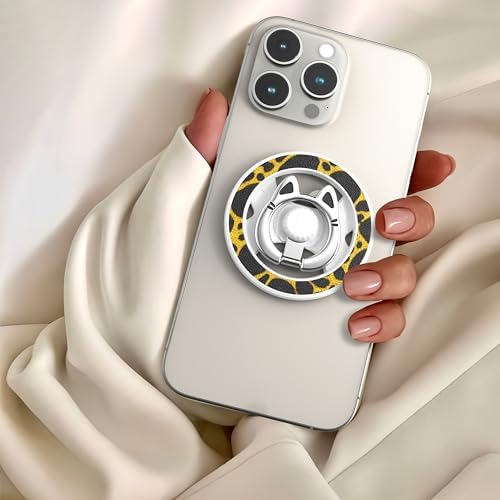 Adorable Cartoon Cat Magnetic Phone Ring Holder for i Phone 12-16 Series – Adjustable Stand & Removable Snap for Effortless Hands-Free Use – Enhanced Wireless Charging Capability & Secure Grip, Perfect for On-The-Go Fun