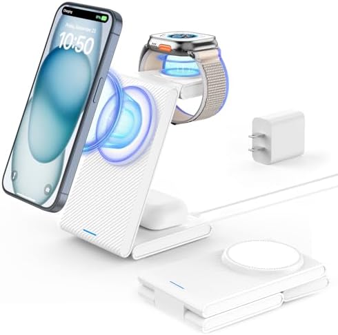 CIYOYO 3-in-1 Fast Wireless Charging Dock – Streamlined Power Hub for i Phone 16/15/14/13/12/SE, Apple Watch Series 9/8/7/6/SE/5/4, and Air Pods Pro/3/2 – Maximize Charging Efficiency with Innovative Safety Features and Sleek Aesthetic Design for Modern Living