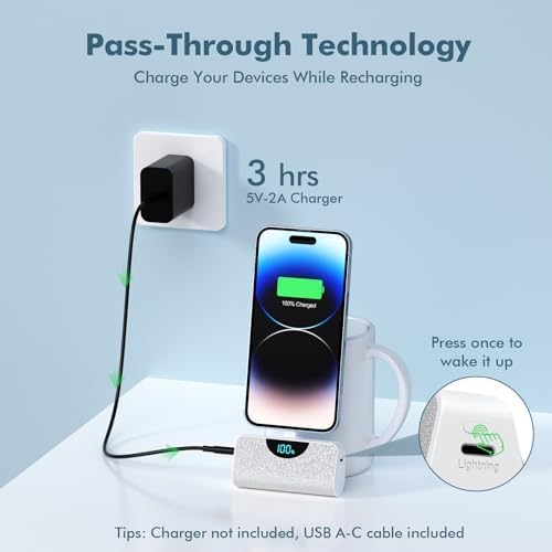 Ultra-Compact 5200 m Ah Power Bank for i Phone – 20 W PD Fast Charging Mini Portable Charger for i Phone 14 Pro Max/14/13/12/11/XR/X/8/7/6/SE – Lightweight Battery Pack with Intelligent Charging Technology for On-the-Go Power