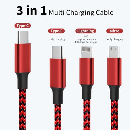 Ultimate 4-in-1 Fast Charging Cable – 65 W Multi-Device Charger with E-Mark Chip for i Phone 16/15/14/13, i Pad, and Laptops – High-Speed USB-C/Lightning Connectivity for Enhanced Performance and Versatility