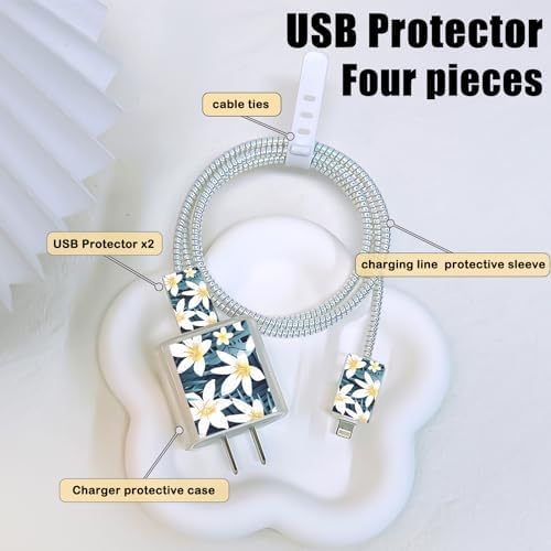 Charming Flower Butterfly Cable Protector for i Phone Chargers – Stylish Bright Blue Data Cable Saver for i Phone 11, 12, 13, 14 Pro Max, XS, XR, X, 7 & 8 Plus – Durable Cord Shield Enhancing Lifespan & Connection Reliability – Perfect i Phone Charger Accessory for Everyday Use