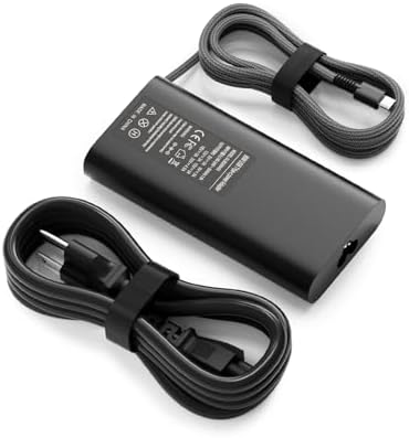 High-Power 100 W USB-C Laptop Charger for Dell Models – Fast Charging AC Adapter with Enhanced Compatibility for Latitude, Inspiron, and Precision Series – Eco-Friendly TPE Cable, Multiple Safety Protections, and Convenient Cable Management – Ideal Travel Companion for Home and Office Use