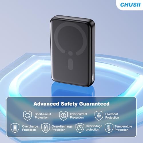 Mag Safe-Compatible 12000 m Ah Wireless Power Bank with Built-in Stand – Rapid PD 20 W Magnetic Charger for i Phone 16/15/14/13/12 Pro Series – Ultimate Travel Companion with Seamless Connectivity and Enhanced Device Usability