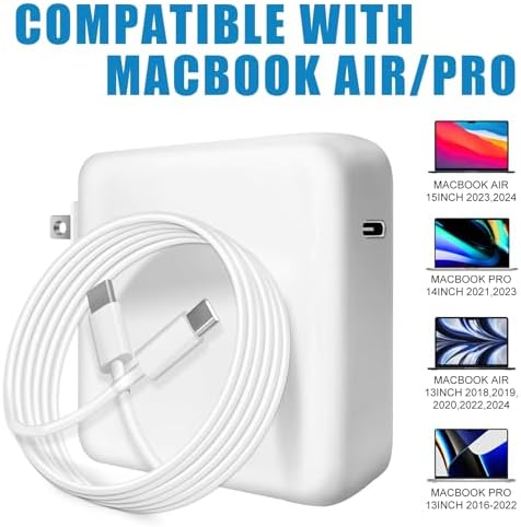 Ultra-Fast 70 W USB-C Charger for Mac Book Air & Pro (13-16 inch) – Compatible with M1, M2, M3 & M4 – 6.6 FT Cable – Reliable & Safe Charging for All Apple Devices – Compact Design for Travel – Lightning-Fast Charging: 50% in 30 mins – Universal Compatibility with Multiple Brands – Perfect for On-the-Go Efficiency – Enhanced Power Output & Data Sync – Your Portable Power Solution for 2024 & Beyond
