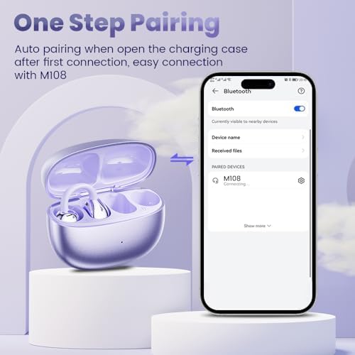 Elevate Your Audio Experience with Cutting-Edge Open Ear Clip Bluetooth 5.4 Earbuds – Ergonomic, IPX7 Waterproof Wireless Headphones Featuring 36-Hour Playtime, Built-In Microphone, and Stylish Purple Design for Active Lifestyles and Ultimate Comfort – Ideal for i OS & Android Users
