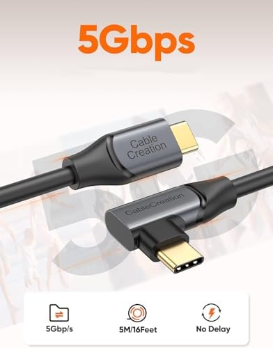 High-Speed 16 FT USB to USB C 3.1 Link Cable for Meta Quest Pro/Quest3/Quest2/Pico4 – Ultimate VR Headset Accessory for Uninterrupted Gaming and Seamless Data Transfer Up to 5 Gbps, Perfect for Tech Enthusiasts and Gamers Seeking Enhanced Mobility and Performance