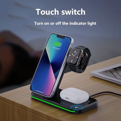 All-in-One Wireless Charging Station for Apple Devices – 15 W Fast Charger for i Phone 16 Pro Max, Apple Watch Series 9-3, and Air Pods Pro – Sleek Design for Home & Office Convenience, Enhanced Compatibility and Speed